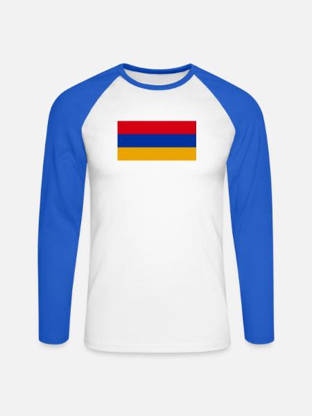 Armenien - Unisex Baseballshirt langarm - Weiß/Royalblau