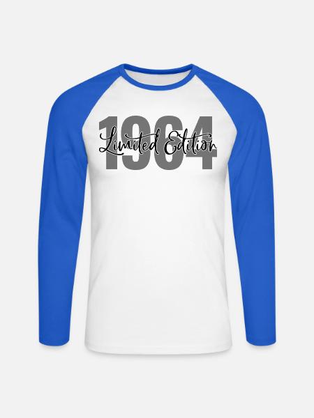 Limited Edition 1964 - Unisex Baseballshirt langarm - Weiß/Royalblau