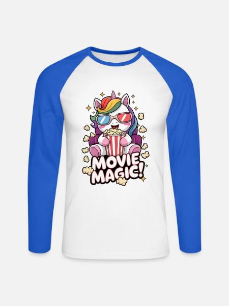 Movie Magic! - Unisex Long Sleeve Baseball T-Shirt - white/royal blue