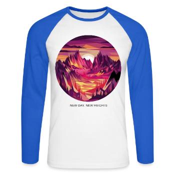 Neuer Tag, neue Höhen - Unisex Baseballshirt langarm - Weiß/Royalblau - Vorne - Nik (191cm)