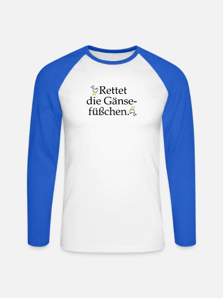 Rettet die Gänsefüßchen! - Unisex Baseballshirt langarm - Weiß/Royalblau
