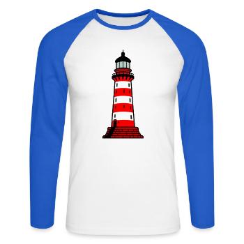 Lighthouse - Unisex Long Sleeve Baseball T-Shirt - white/royal blue - Front - Nik (191cm)