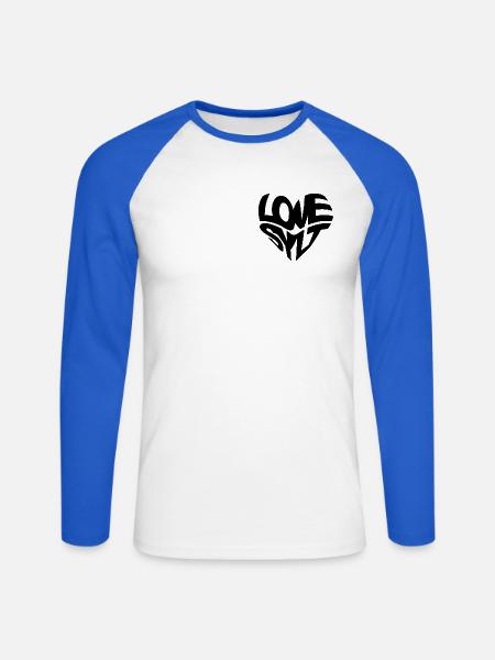 LOVE SYLT HERZ - Unisex Baseballshirt langarm - Weiß/Royalblau