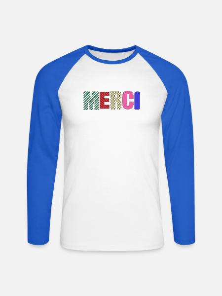 Thank you - Unisex Long Sleeve Baseball T-Shirt - white/royal blue