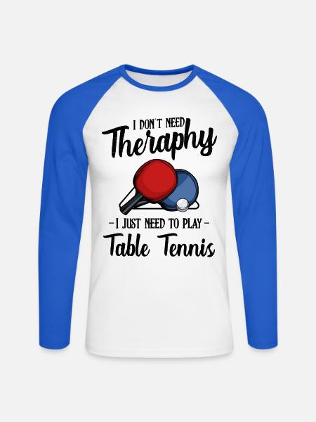 Table tennis - Unisex Long Sleeve Baseball T-Shirt - white/royal blue