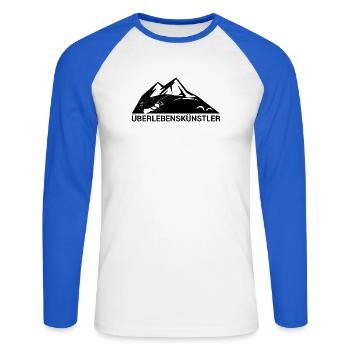 Survival-Ready #Überlebenskünstler - Unisex Baseballshirt langarm - Weiß/Royalblau - Vorne - Nik (191cm)