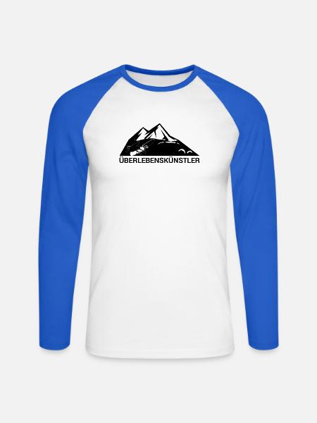 Survival-Ready #Überlebenskünstler - Unisex Baseballshirt langarm - Weiß/Royalblau