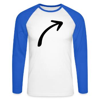Pfeil - Pfeil - Unisex Baseballshirt langarm - Weiß/Royalblau - Vorne - Nik (191cm)