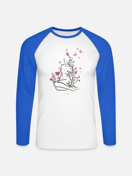 Skin-flowered - Unisex Long Sleeve Baseball T-Shirt - white/royal blue