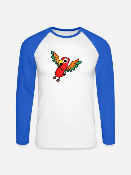 perroquet - T-shirt baseball manches longues Homme - blanc/bleu royal
