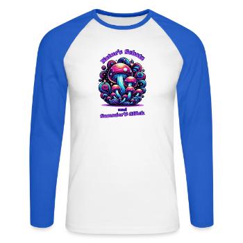Miracle du champignon magique - T-shirt baseball manches longues Homme - blanc/bleu royal - Devant - Nik (191cm)