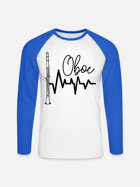 Oboe - Unisex Baseballshirt langarm - Weiß/Royalblau