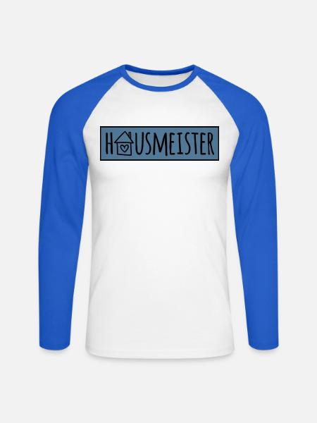 Hausmeister - Unisex Baseballshirt langarm - Weiß/Royalblau