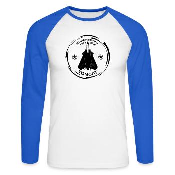Plane F14 Tomcat - Unisex Long Sleeve Baseball T-Shirt - white/royal blue - Front - Nik (191cm)