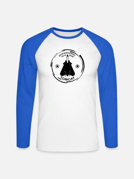 Plane F14 Tomcat - Unisex Long Sleeve Baseball T-Shirt - white/royal blue
