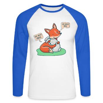 Où le renard et le lièvre disent « bonne nuit » - T-shirt baseball manches longues Homme - blanc/bleu royal - Devant - Nik (191cm)