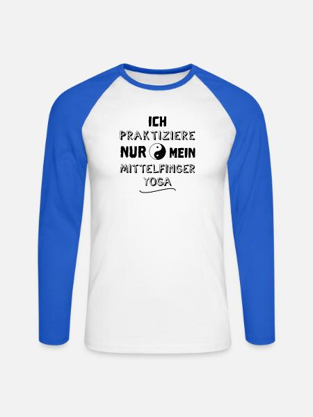 mittelfinger yoga - Unisex Baseballshirt langarm - Weiß/Royalblau