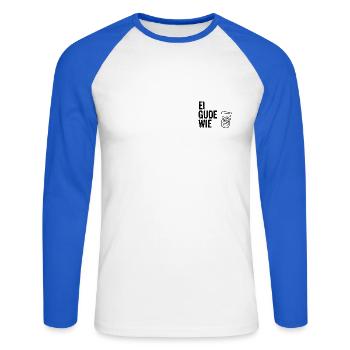Ei gude wie - Unisex Baseballshirt langarm - Weiß/Royalblau - Vorne - Nik (191cm)