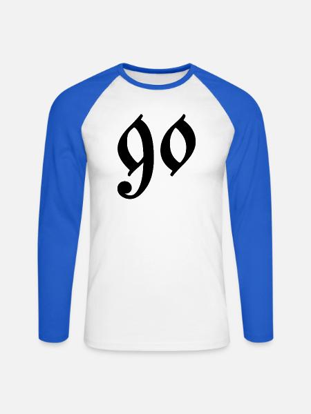 90 - T-shirt baseball manches longues Homme - blanc/bleu royal
