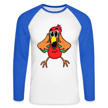 Papagei Dschungel - Unisex Baseballshirt langarm - Weiß/Royalblau - Vorne - Nik (191cm)