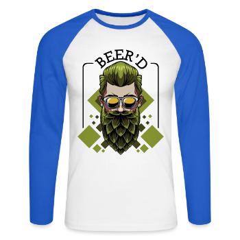Beer‘d Bier Brauen Bart Wortspiel Brauer Geschenk - Unisex Baseballshirt langarm - Weiß/Royalblau - Vorne - Nik (191cm)