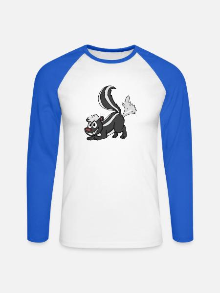 moufette - T-shirt baseball manches longues Homme - blanc/bleu royal
