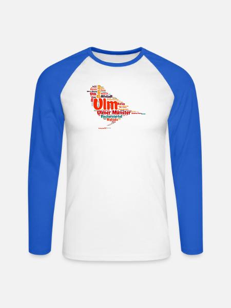Ulmer Spatz - Unisex Baseballshirt langarm - Weiß/Royalblau