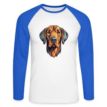 Plott Hund Hund Rasse Aquarell Cartoon Kawaii Co - Unisex Baseballshirt langarm - Weiß/Royalblau - Vorne - Nik (191cm)