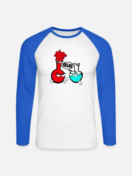 Chemie - Unisex Baseballshirt langarm - Weiß/Royalblau