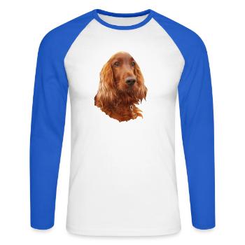 Irish Setter Red - Unisex Baseballshirt langarm - Weiß/Royalblau - Vorne - Nik (191cm)