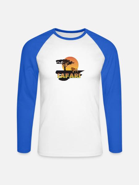 safari - Unisex Baseballshirt langarm - Weiß/Royalblau