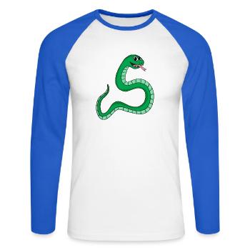 Schlange - Unisex Baseballshirt langarm - Weiß/Royalblau - Vorne - Nik (191cm)