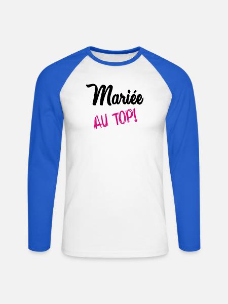 MARRIAGE - Unisex Long Sleeve Baseball T-Shirt - white/royal blue
