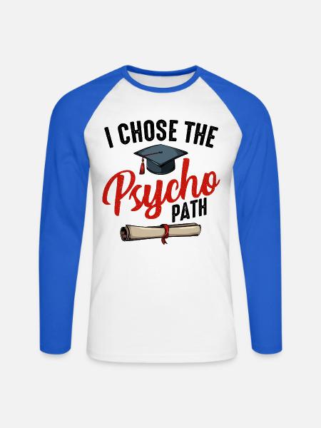 psychologue - T-shirt baseball manches longues Homme - blanc/bleu royal