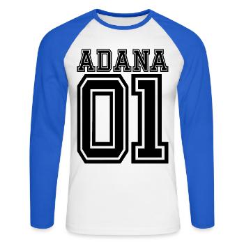 Adana 01 Türkei - Unisex Baseballshirt langarm - Weiß/Royalblau - Vorne - Nik (191cm)