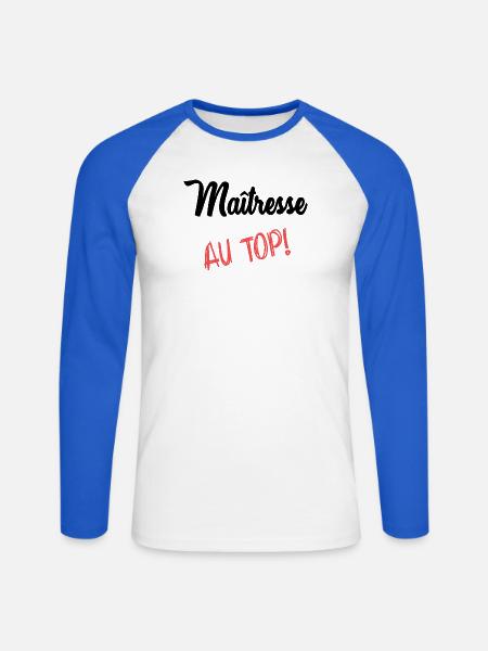 MISTRESS - Unisex Long Sleeve Baseball T-Shirt - white/royal blue