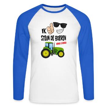 Bauern protestieren mit genug ist genug für die Bauern - Unisex Baseballshirt langarm - Weiß/Royalblau - Vorne - Nik (191cm)