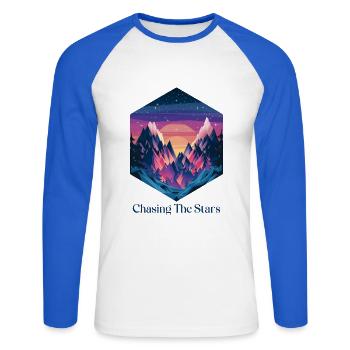 À la poursuite des étoiles - T-shirt baseball manches longues Homme - blanc/bleu royal - Devant - Nik (191cm)