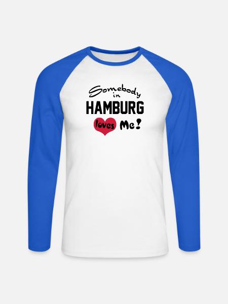 hamburg - Unisex Baseballshirt langarm - Weiß/Royalblau