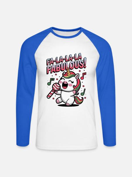 Fa-la-la-la Fabulous! - Unisex Long Sleeve Baseball T-Shirt - white/royal blue