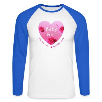 baby girl - Unisex Baseballshirt langarm - Weiß/Royalblau - Vorne - Nik (191cm)
