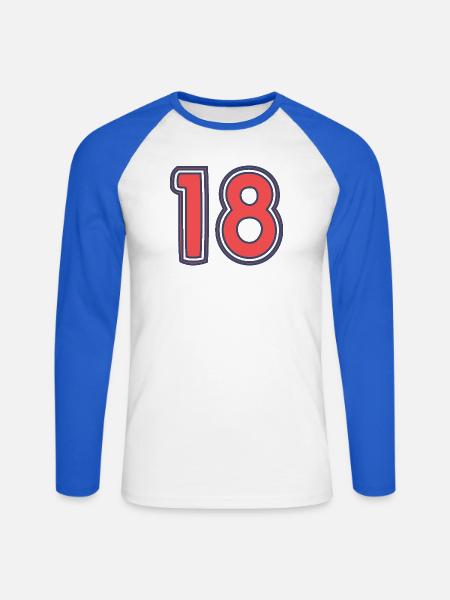 18. 18 YEARS OLD - Unisex Long Sleeve Baseball T-Shirt - white/royal blue