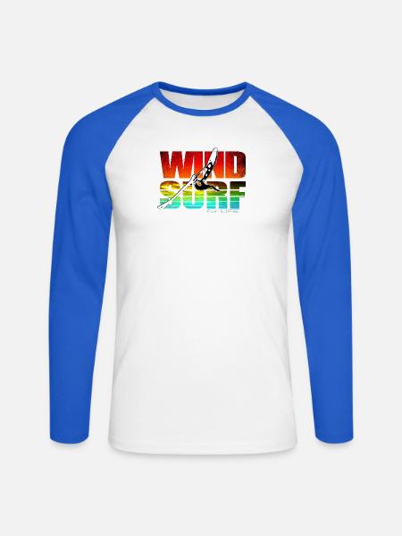 Windsurfen fürs Leben - Unisex Baseballshirt langarm - Weiß/Royalblau