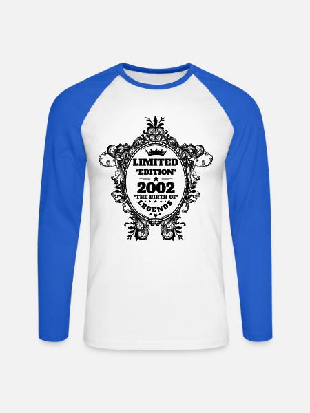 2002 - Unisex Baseballshirt langarm - Weiß/Royalblau