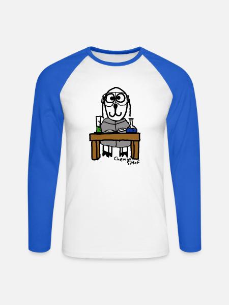 Chemie ScHoF - Unisex Baseballshirt langarm - Weiß/Royalblau