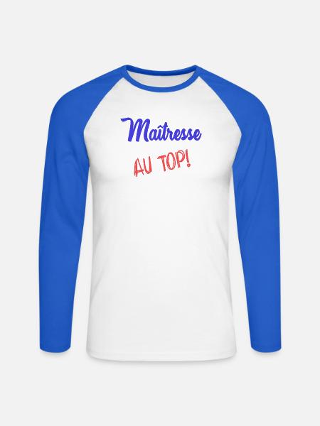MISTRESS - Unisex Long Sleeve Baseball T-Shirt - white/royal blue