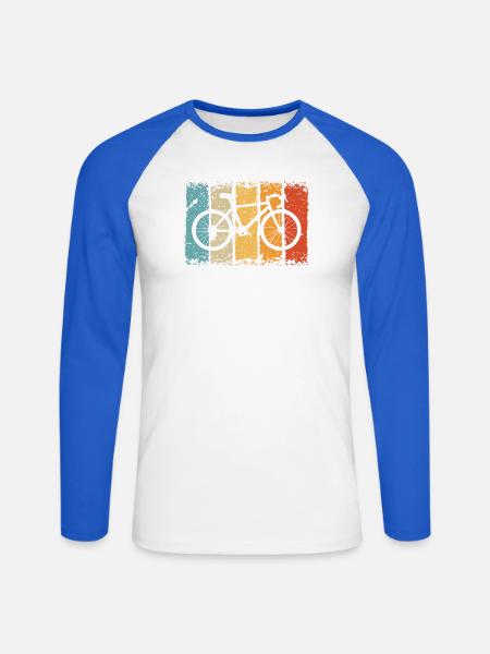 Fahrrad - Unisex Baseballshirt langarm - Weiß/Royalblau