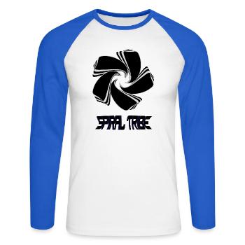 Spiral Tribe - Unisex Baseballshirt langarm - Weiß/Royalblau - Vorne - Nik (191cm)