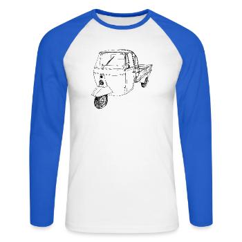 Vintage tricycle scooter - Unisex Long Sleeve Baseball T-Shirt - white/royal blue - Front - Nik (191cm)