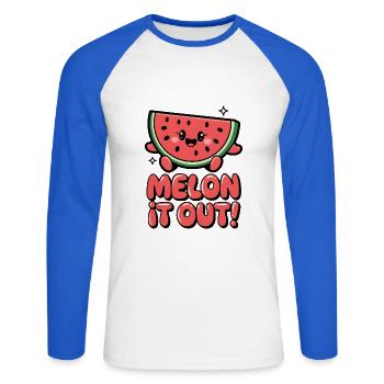 Melon It Out ! - T-shirt baseball manches longues Homme - blanc/bleu royal - Devant - Nik (191cm)